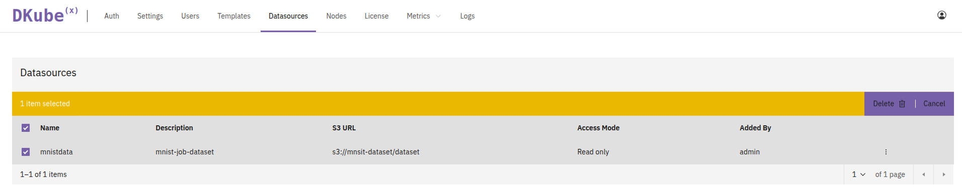 Datasources Tab
