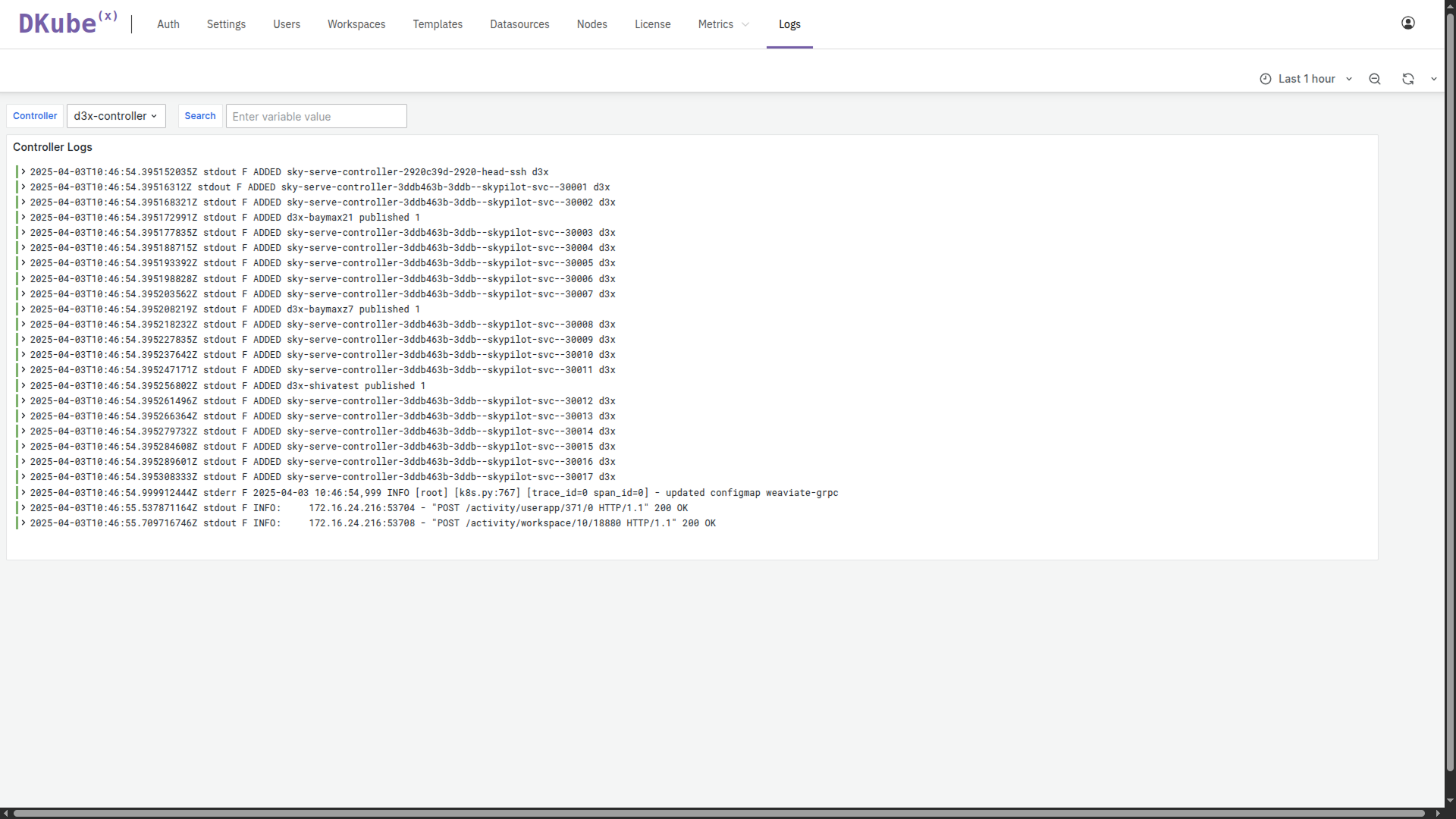 Logs Tab
